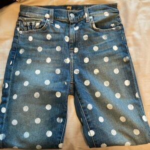 7 For All Mankind Polka Dot High Waist Ankle Skinny Jeans (Size 26) | NWOT